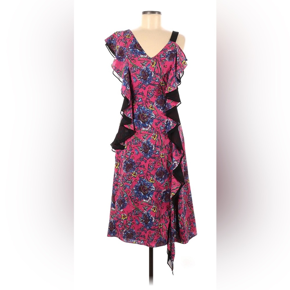 Prabal Gurung Pink and Black Floral Dress